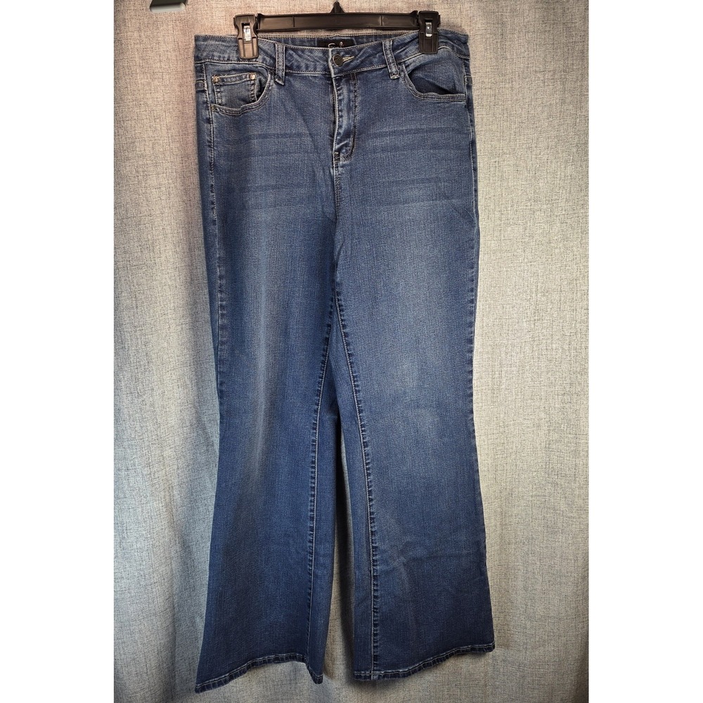 Earl Jeans Size 12 Flare Leg Y2K High Rise Stretch Logo Boho Denim Festival
